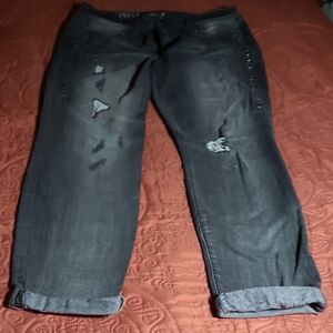 Rewash Dark Gray Distressed Straight Leg Jeans